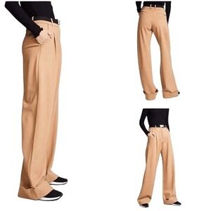 I.AM.GIA Wide Leg Tan Pants High Rise Cuffed Hem Relaxed‎ Fit Minimalist XS